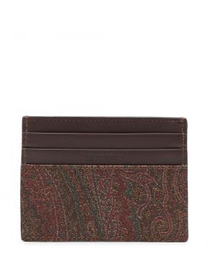 Haftowany portfel bawełniany Etro brązowy