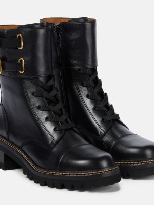 Czarne ankle boots skórzane See By Chloã©