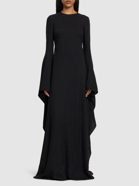 Vilnas maksi kleita ar garām piedurknēm Gabriela Hearst melns