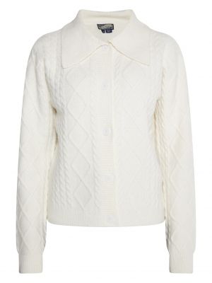 Плетен плетен памучен елек Dreimaster Vintage бяло