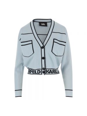 Bluza z kapturem Karl Lagerfeld niebieska