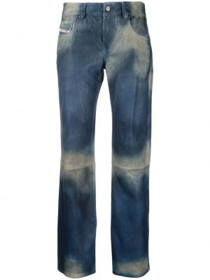 Slim fit kožené priliehavé nohavice Diesel modrá