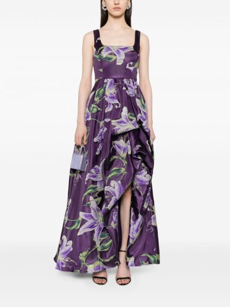 Drapované večerní šaty Marchesa Notte fialové