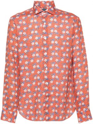 Chemise en lin à fleurs Barba orange