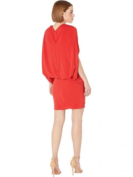 Платье из джерси с v-образным вырезом из джерси Halston красное