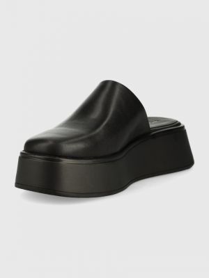 Kožené pantofle na platformě Vagabond Shoemakers černé