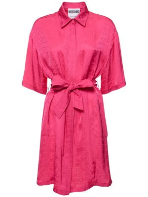 Žakárové mini šaty Moschino růžové