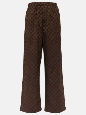 Pantaloni cu croială lejeră din jacard Gucci maro