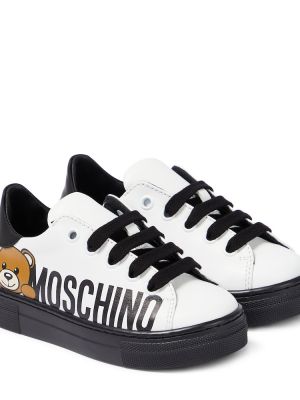 Læder sneakers for drenge Moschino Kids hvid