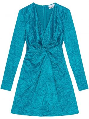Satenska koktel haljina Ganni plava