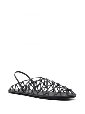 Kožené páskové sandály Emporio Armani černé