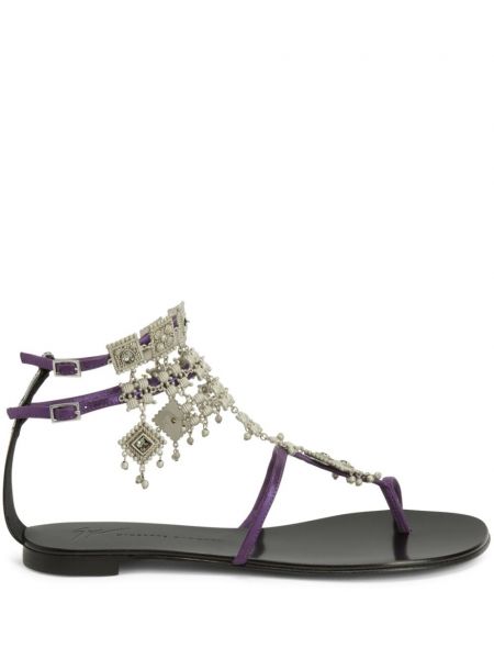 Sandale din piele de căprioară Giuseppe Zanotti violet