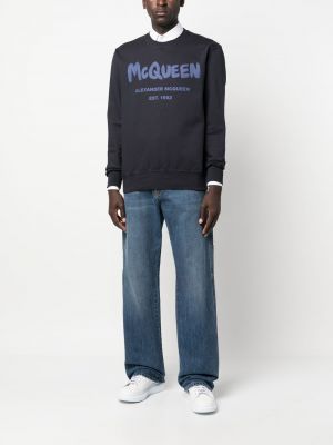 Jeans brodeés Alexander Mcqueen bleu