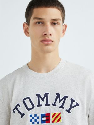 Camiseta con bordado manga corta Tommy Hilfiger gris