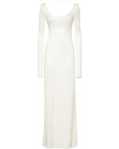 Dlouhé šaty s lodičkovým výstřihem Tom Ford bílé