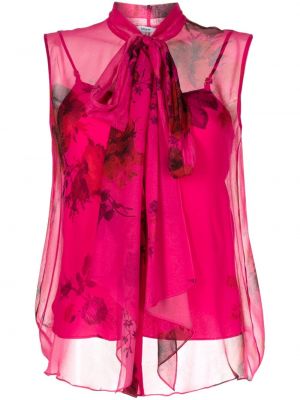Прозрачна блуза на цветя с принт Erdem розово