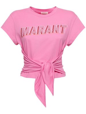 Camiseta de algodón con estampado Marant Etoile rosa