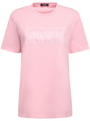 Camiseta de algodón de tela jersey Versace rosa