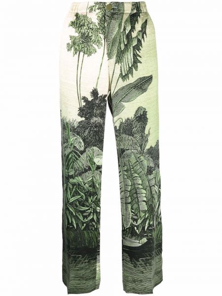 Pantalones rectos de seda F.r.s For Restless Sleepers verde