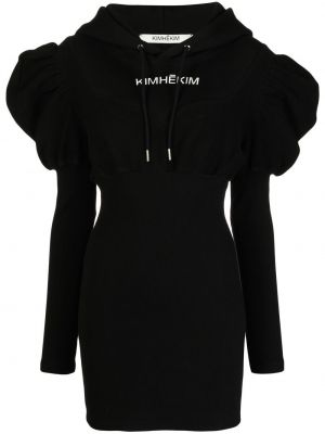 Rovné šaty s kapucí Kimhekim černé
