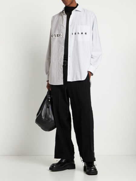 Pruhovaná bavlnená košeľa s potlačou Mm6 Maison Margiela biela