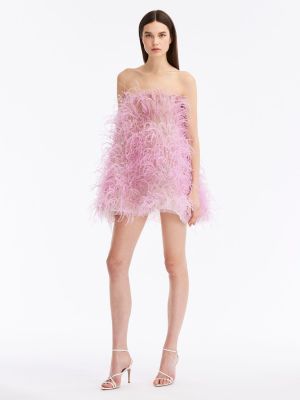 Tylové mini šaty Oscar De La Renta růžové