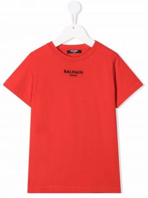 Brodert t-skjorte for jenter Balmain Kids rød