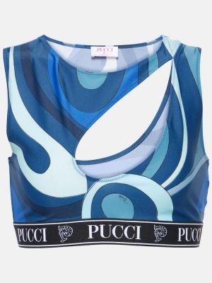 Bodkovaná športová podprsenka s potlačou Pucci modrá
