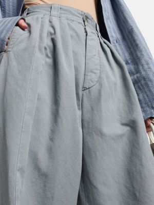 Pamučne lanene hlače bootcut Maison Margiela plava