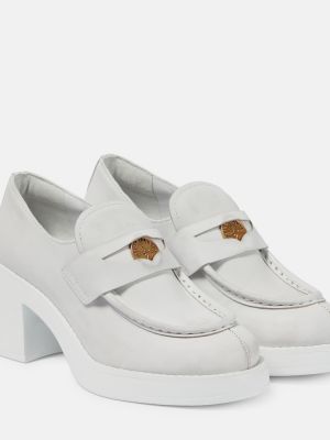 Кожени полуотворени обувки Miu Miu бяло