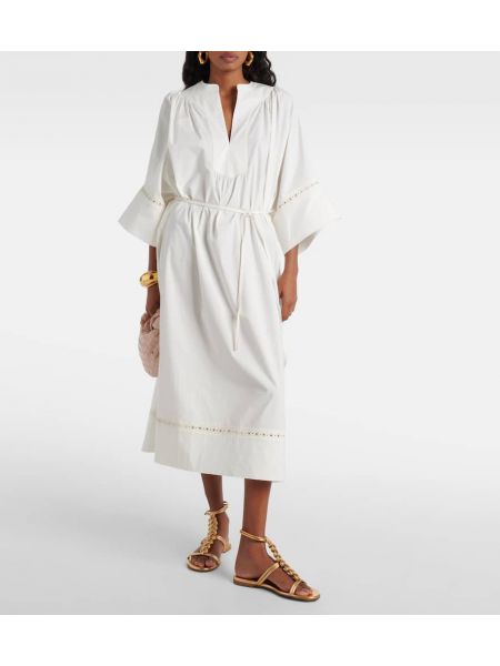 Βαμβακερή μίντι φόρεμα Yves Salomon λευκό