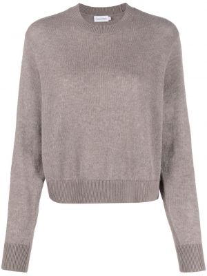 Плетен пуловер с кръгло деколте Calvin Klein кафяво