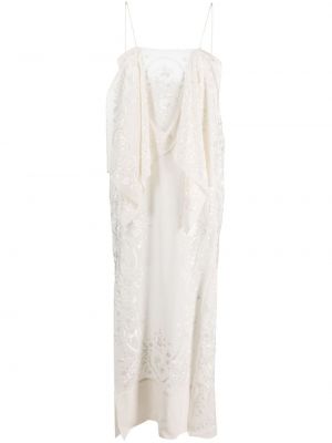 Jedwabna sukienka koktajlowa bez rękawów Zeus+dione biała