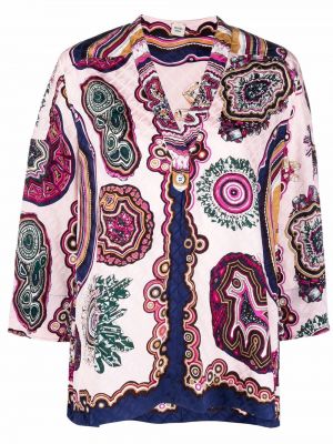 Bluse mit print mit v-ausschnitt Hermès pink
