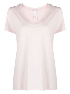 T-shirt con scollo a v Hanro rosa