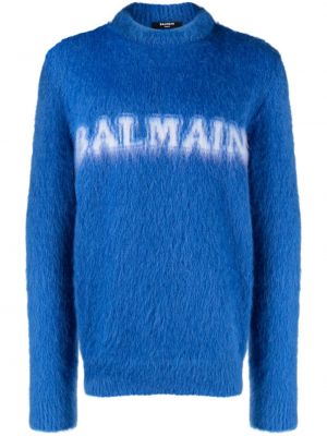 Пуловер с принт Balmain синьо