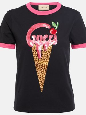 Top bawełniany Gucci czarny