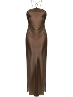 Hodvábne večerné šaty Calvin Klein hnedá
