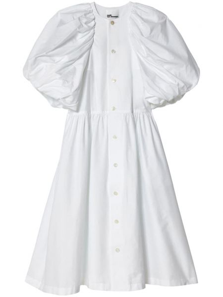 Rochie din bumbac plisată Noir Kei Ninomiya alb