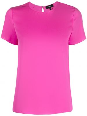 Копринена тениска Theory розово
