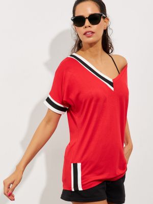 V-nyakú póló Cool & Sexy piros