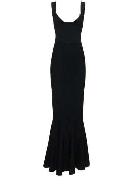 Czarna sukienka długa bez rękawów z wiskozy Roland Mouret