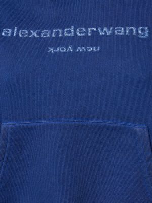 Bavlněná mikina s kapucí Alexander Wang modrá