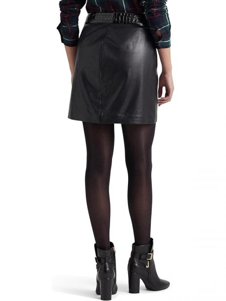 Кожаная юбка Lauren Ralph Lauren черная