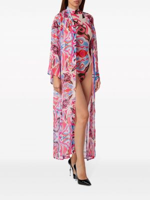 Hedvábné šaty s potiskem Philipp Plein růžové
