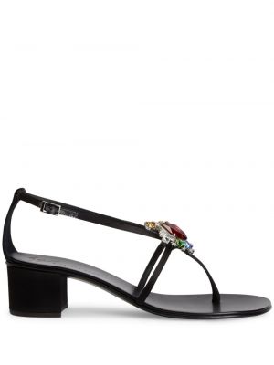Krištáľové kožené sandále Giuseppe Zanotti čierna