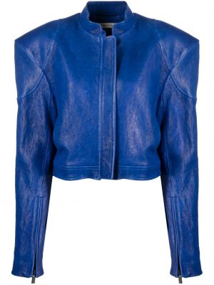 Kožená bunda na zips The Mannei modrá