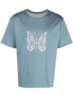 Kokvilnas t-krekls ar apdruku Needles zils