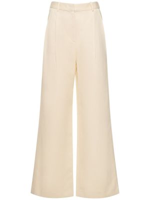 Pantalones de lino de algodón Loulou Studio blanco