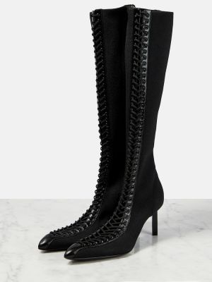 Cizme de cauciuc cu șireturi din dantelă Givenchy negru
